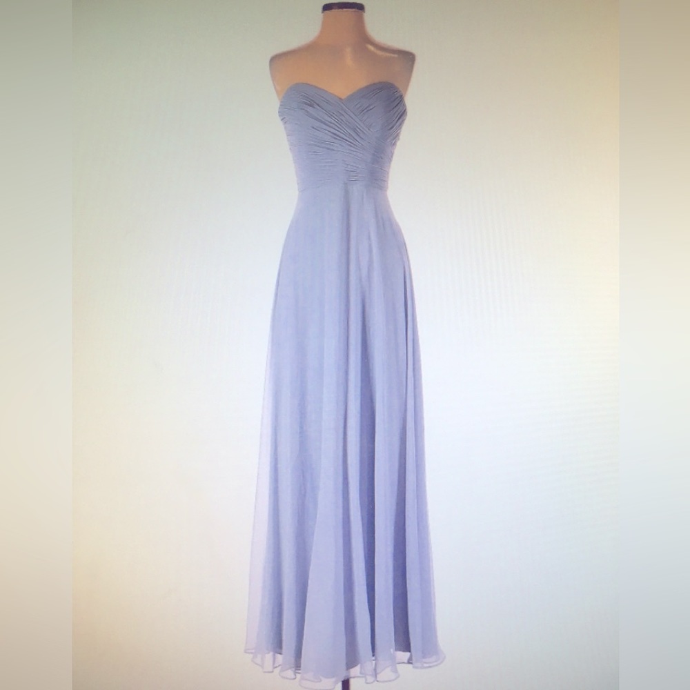 After Six blue gray strapless chiffon size 4 long formal dress party prom